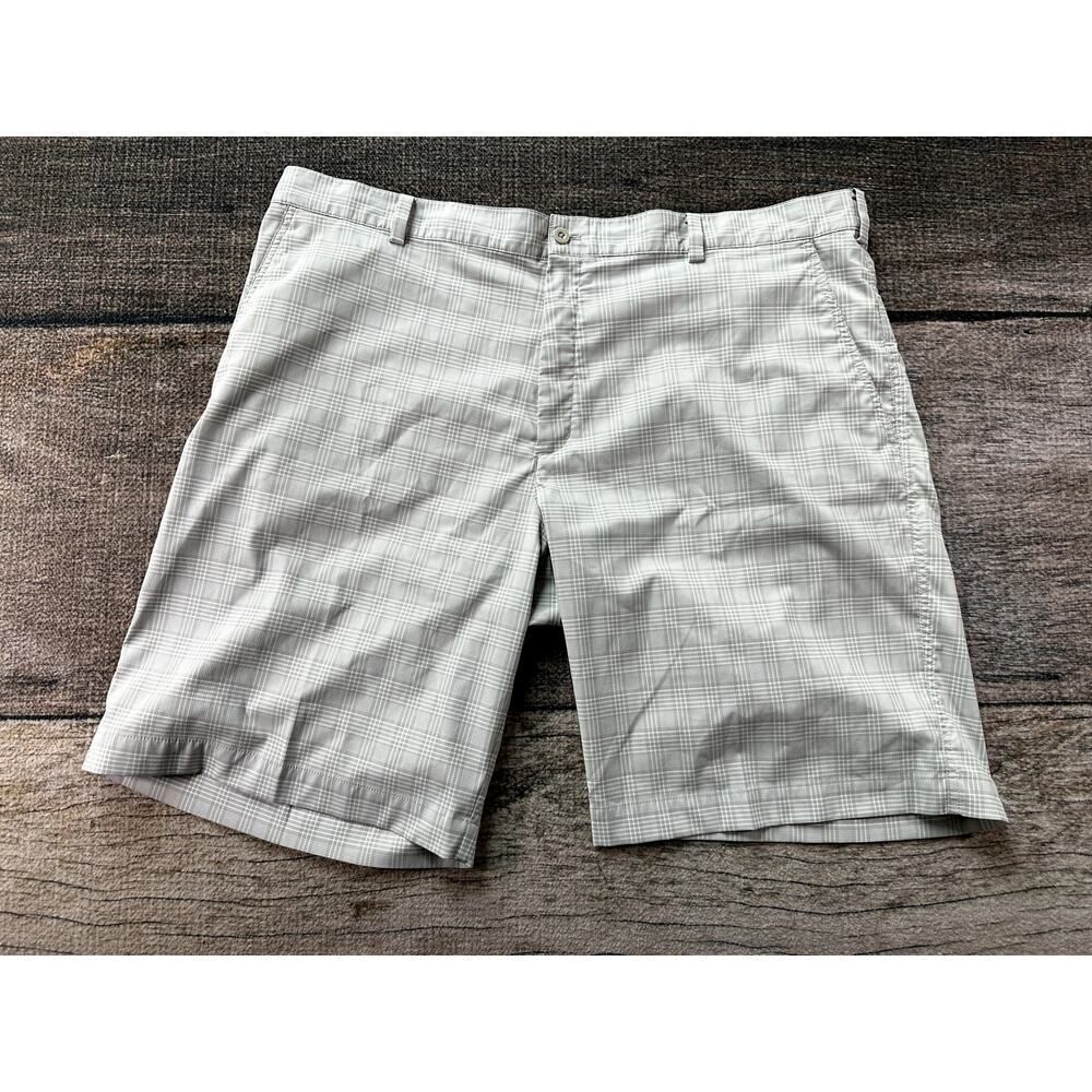Nike Golf Men's Plaid Grey White Shorts Dri-Fit Flat Front SZ 42 Drifit